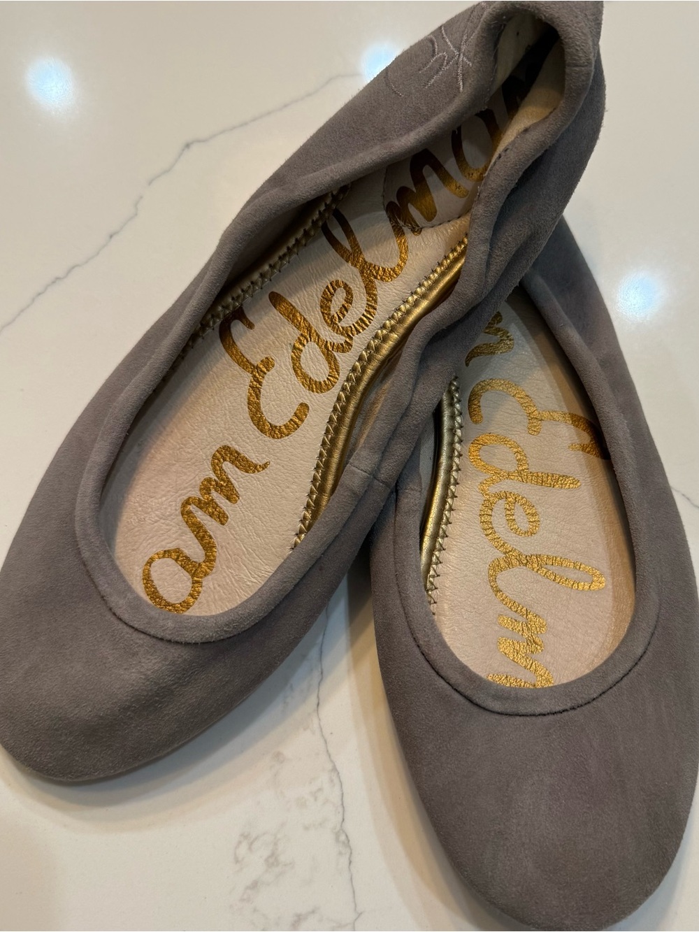 Sam Edelman Women's Gray Suede Ballet Flats Comfort Sz 7.5 slip on leather